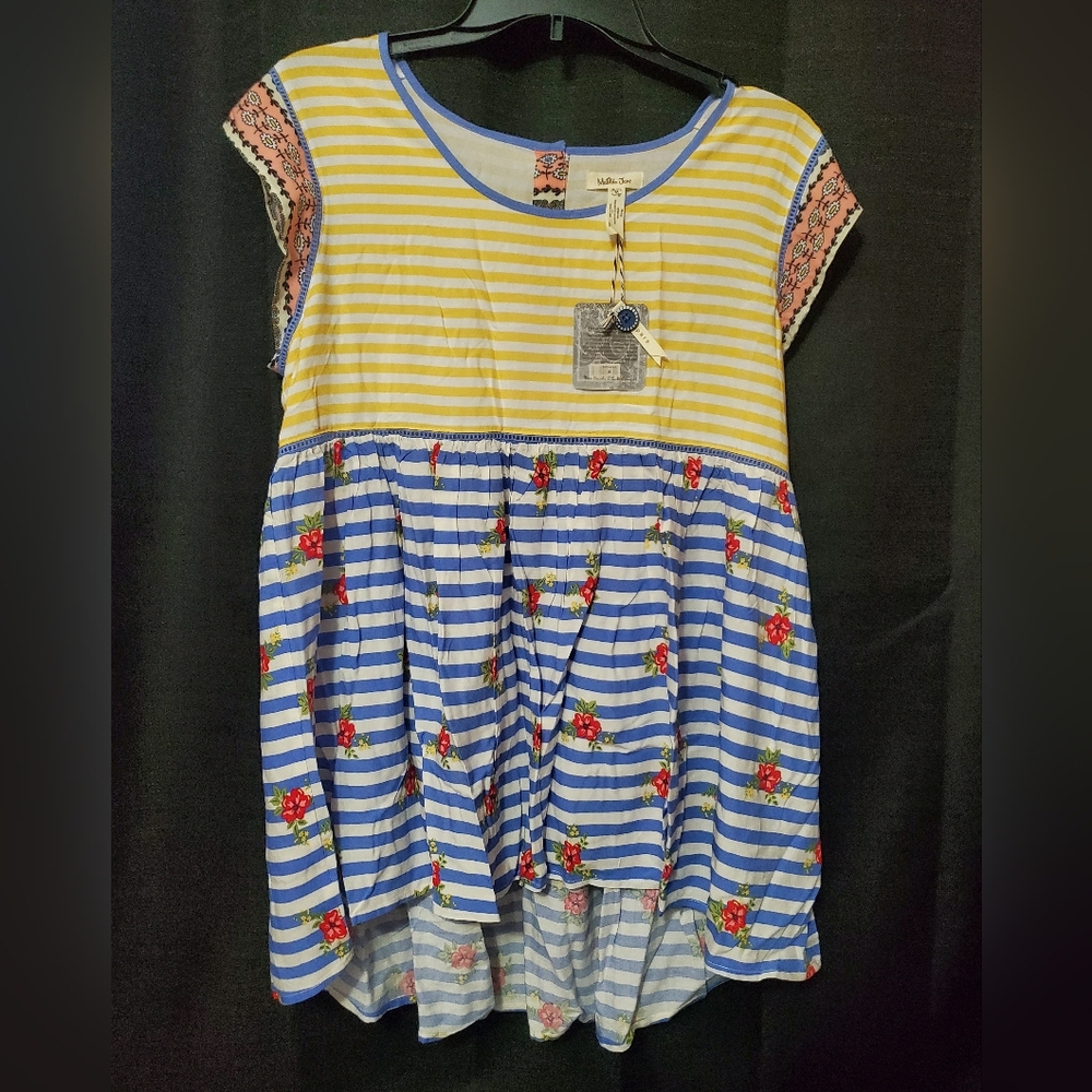 NWT Matilda Jane patterned floral& striped top